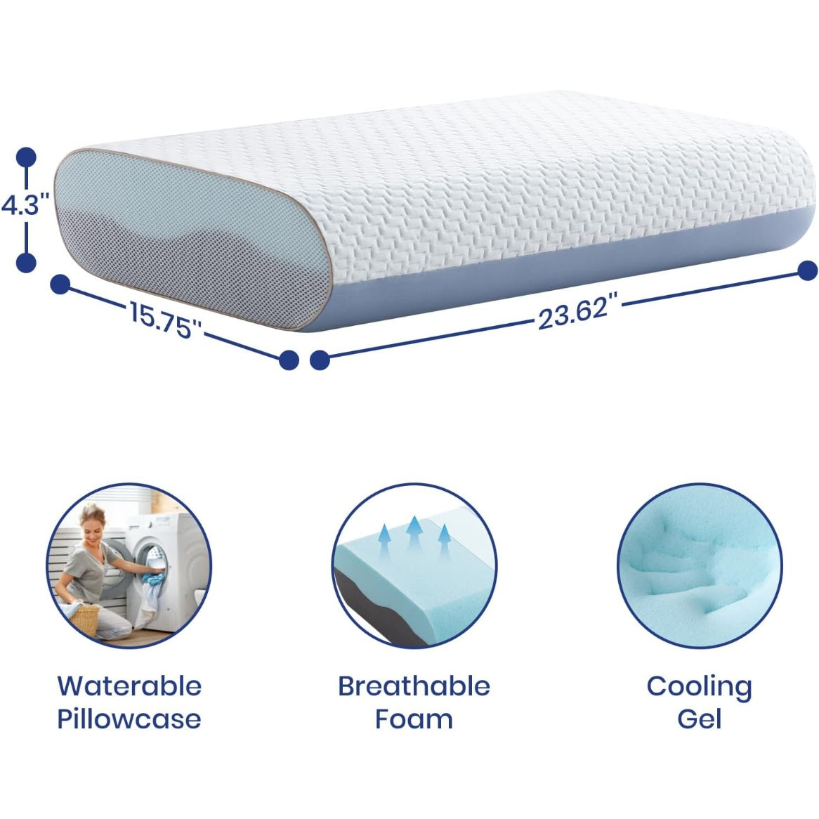 4 Inch Memory Foam Pillows, Gel Cooling Pillow